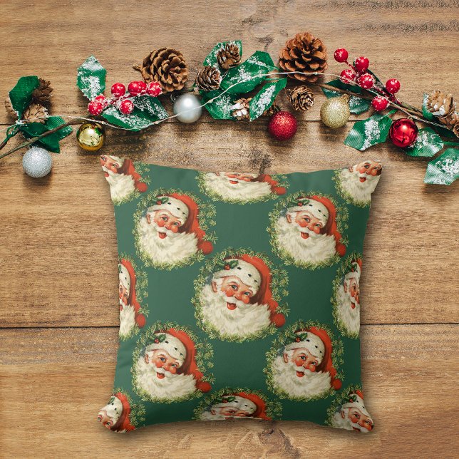 Classic Santa Claus Christmas Pattern Throw Pillow (Creator Uploaded)