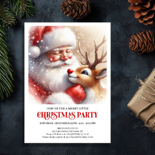 Classic Santa Claus Rudolph Cozy Holiday Night   Invitation