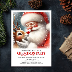 Classic Santa Claus Rudolph Holiday Joy Celebrate Invitation
