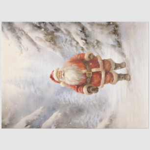 Classic Santa Claus walking in snowy forest Tissue Paper