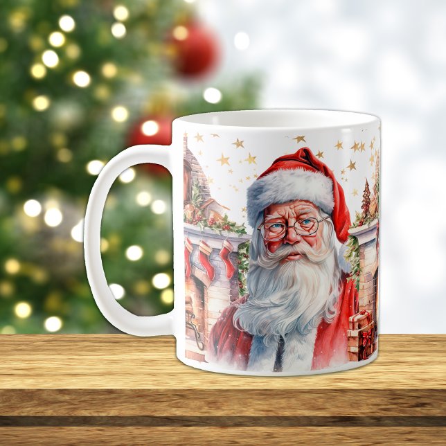 Classic Santa Claus with Fireplace Christmas Coffee Mug (Creator Uploaded)