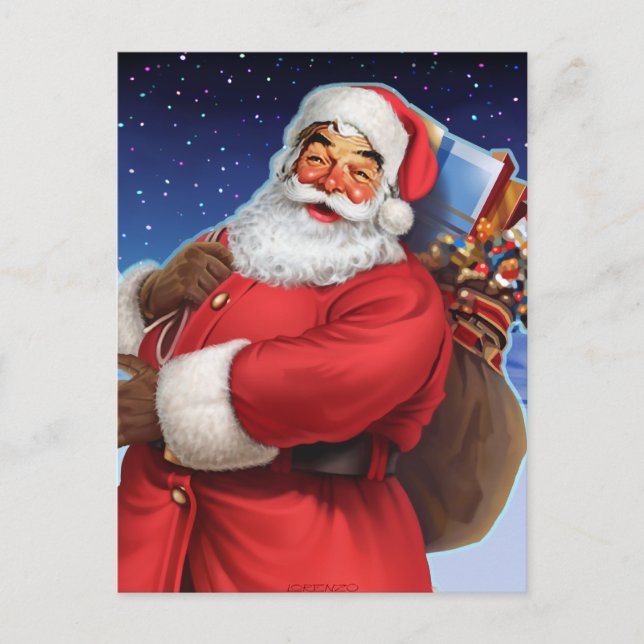 "Classic Santa" Close Up Holiday Postcard (Front)
