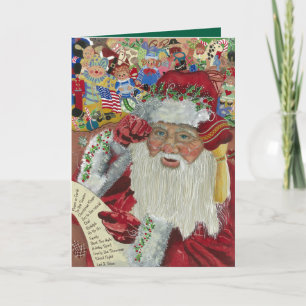 Classic Santa Green Inside Checking It Twice Holiday Card