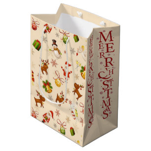 Classic Santa & Reindeer Christmas Gift Bag