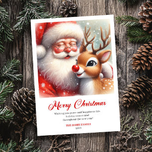 Classic Santa Rudolph Harmony Scene Christmas Card