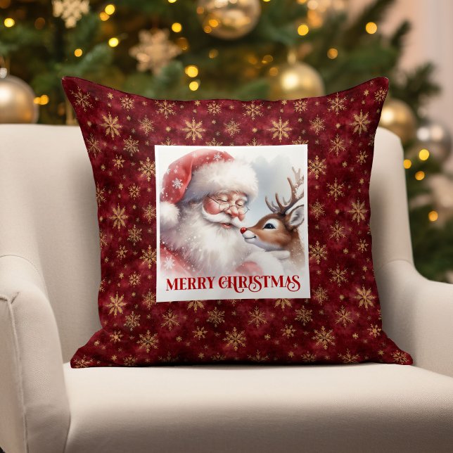 Classic Santa Rudolph Holiday Pillow Christmas  (Classic Santa Rudolph Holiday Pillow Christmas Decor

)