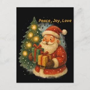 Classic Santa Under the Tree Christmas Post Card