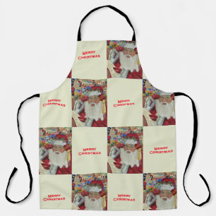 Classic Santa White Checking It Twice Holiday Apron