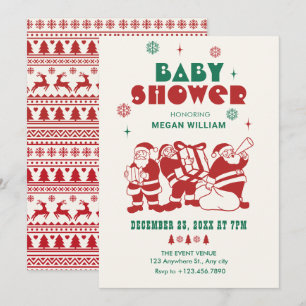 Classic santa winter baby shower invitation