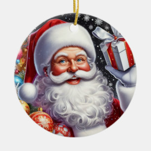 Classic Santa with present & ornaments