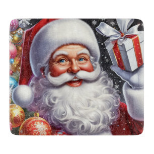 Classic Santa with present & ornaments Cutting Board