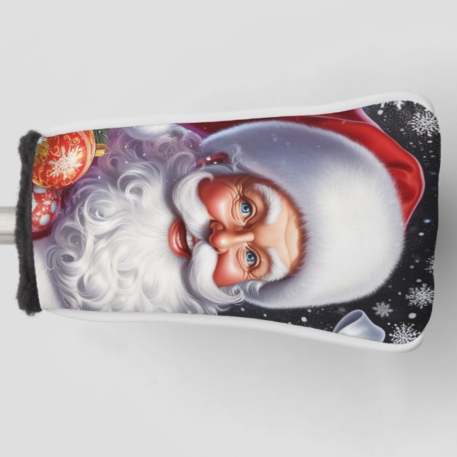 Classic Santa with present & ornaments Golf Head Cover (Front)