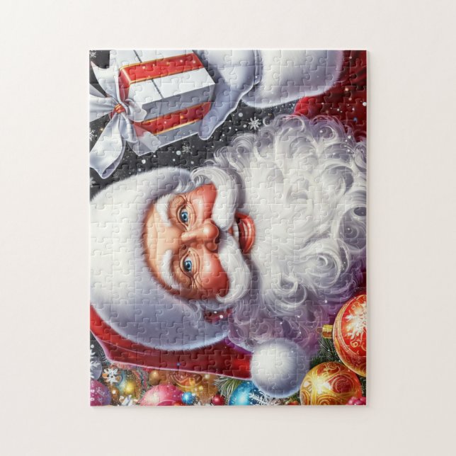 Classic Santa with present & ornaments Jigsaw Puzzle (Vertical)