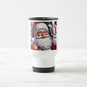 Classic Santa with present & ornaments Travel Mug