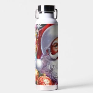 Classic Santa with present & ornaments Water Bottle