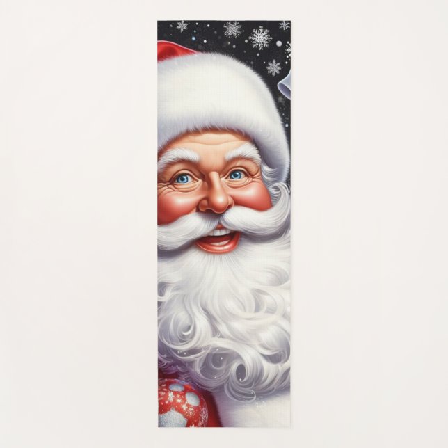 Classic Santa with present & ornaments Yoga Mat (Front)