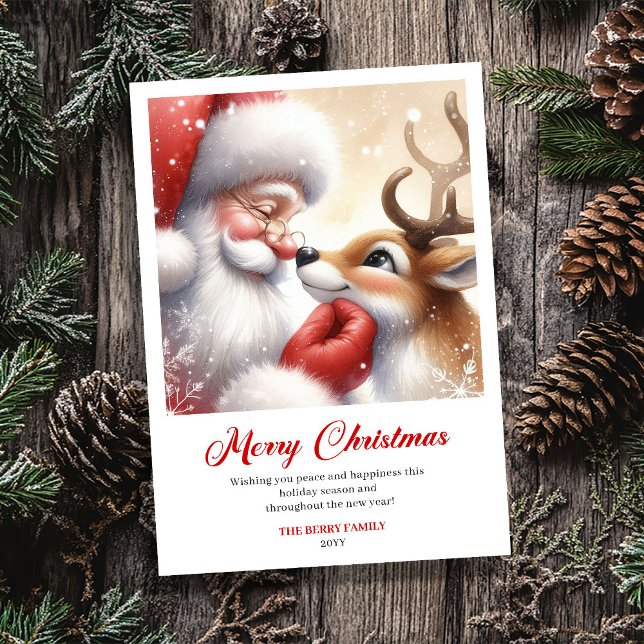 Classic Santa With Rudolph Vintage Holiday Greetin (Classic Santa With Rudolph Vintage Holiday Greeting Card)