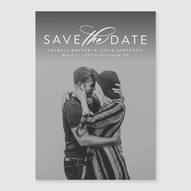 Classic save the date vertical photo magnet (Front)