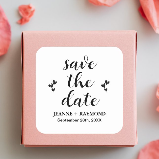 Classic Save The Date Wedding Announcement  Square Sticker (Creator Uploaded)