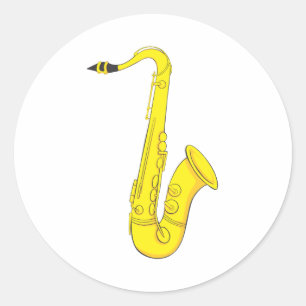 Classic Saxophone Round Sticker