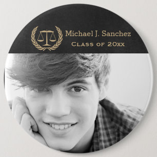 Classic Scales of Justice Law School Graduation 6 Inch Round Button