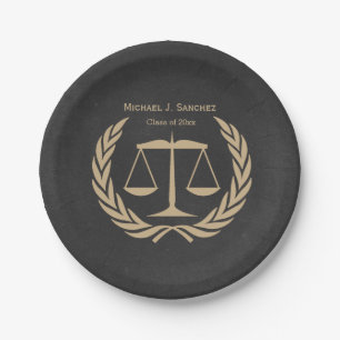 Classic Scales of Justice Law School Graduation Paper Plate