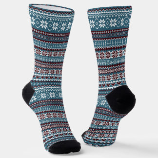 Classic Scandinavian Christmas Sweater Pattern Socks