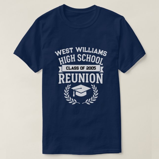 Classic School Name High School Class Reunion T-Shirt (Design Front)