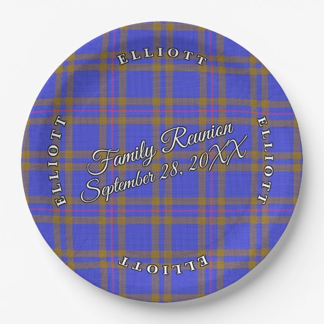 Classic Scots Clan Elliot Tartan Event Paper Plate (Front)