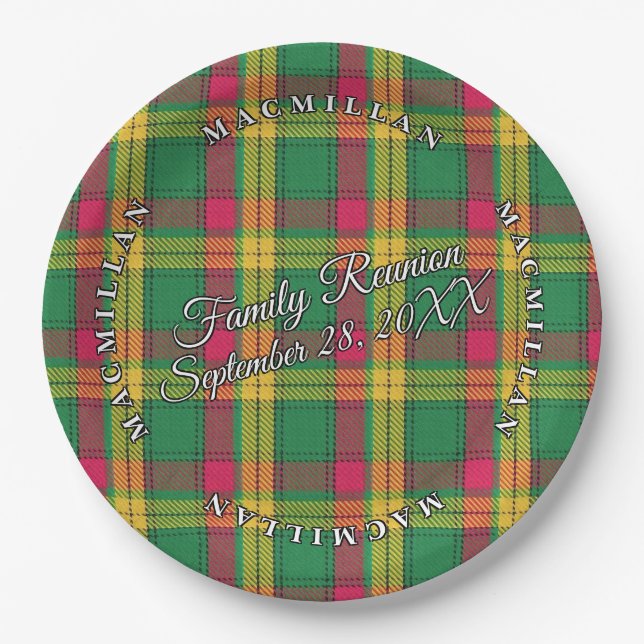 Classic Scots Clan MacMillan Tartan Event Paper Plate (Front)