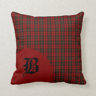 Classic Scottish Brodie Clan Tartan Plaid Monogram Throw Pillow