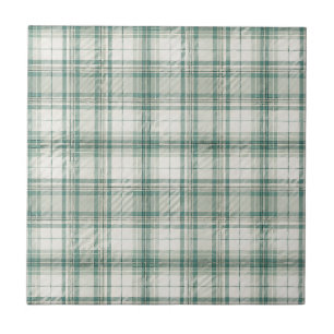 Classic Scottish Sage Green Tartan Plaid Pattern Tile