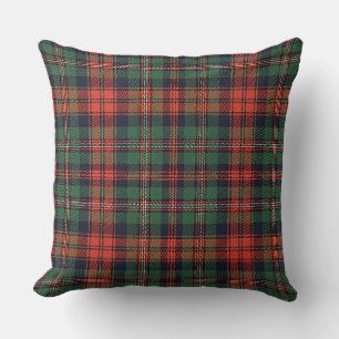 Classic Scottish Tartan Red & Green Plaid Pattern Throw Pillow