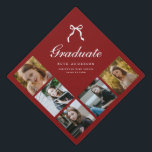 Classic Script 5-Photo Coquette Wine Red Graduate Graduation Cap Topper<br><div class="desc">Classic Script 5-Photo Coquette Wine Red Graduation Cap Topper. An elegant and formal,  wine red and white graduation cap topper,  designed with a coquette aesthetic,  bow,  and 5 custom graduation photo slots. Personalize further with graduate's name,  year of graduation,  and high school,  college,  or university name.</div>