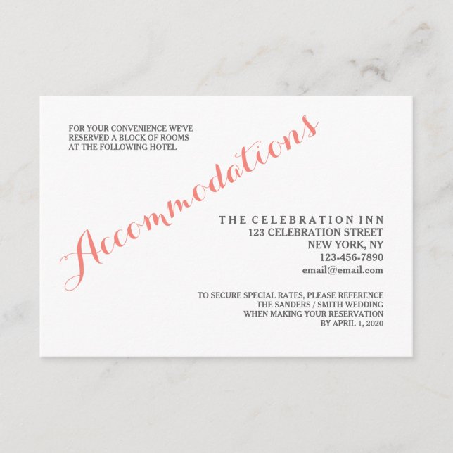 Classic Script | Accommodation Enclosure Card (Front)