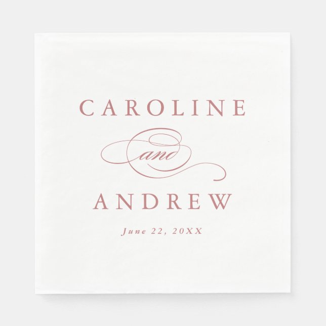 Classic Script Dusty Pink Wedding Napkin (Front)