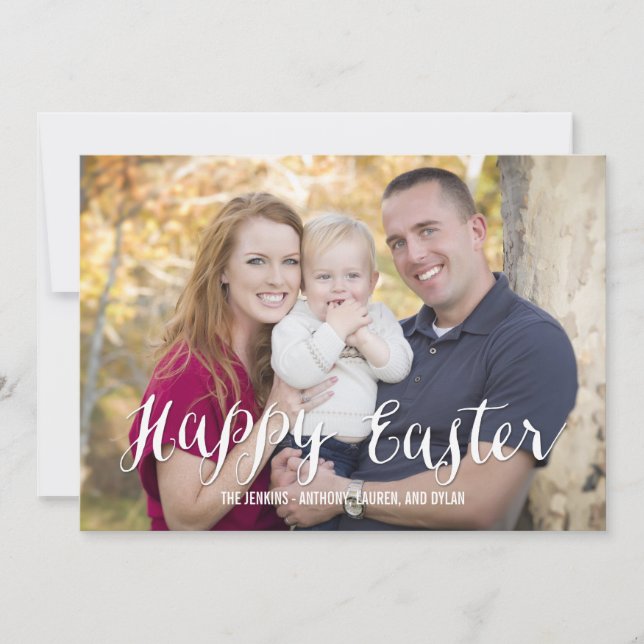 Classic Script Easter Photo Cards Editable Colour (Front)