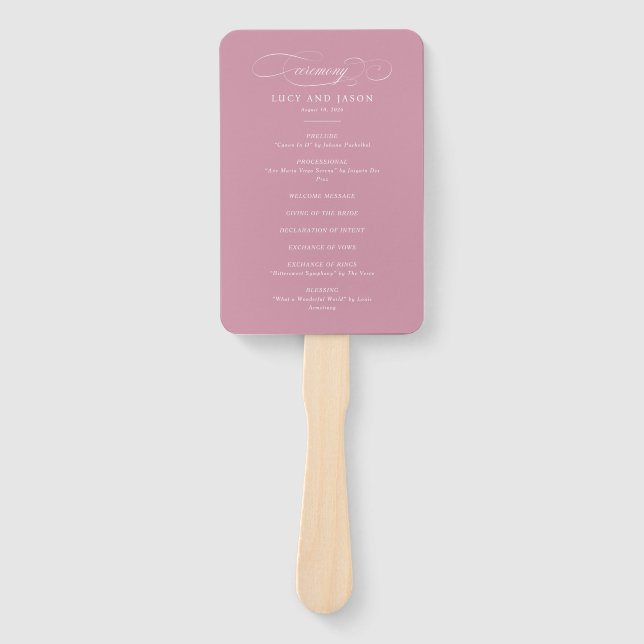 Classic Script Elegance Wedding Ceremony Hand Fan (Front)