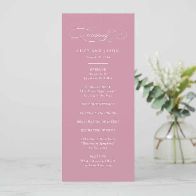 Classic Script Elegance Wedding Ceremony Program (Standing Front)
