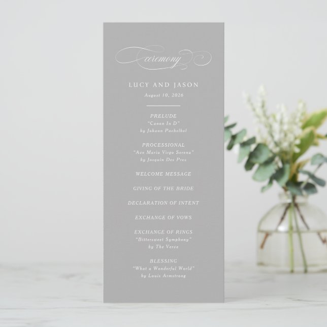 Classic Script Elegance Wedding Ceremony Program (Standing Front)