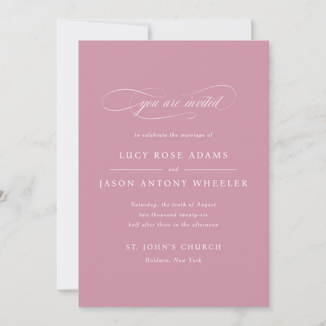 Classic Script Elegance Wedding Invitation (Front)
