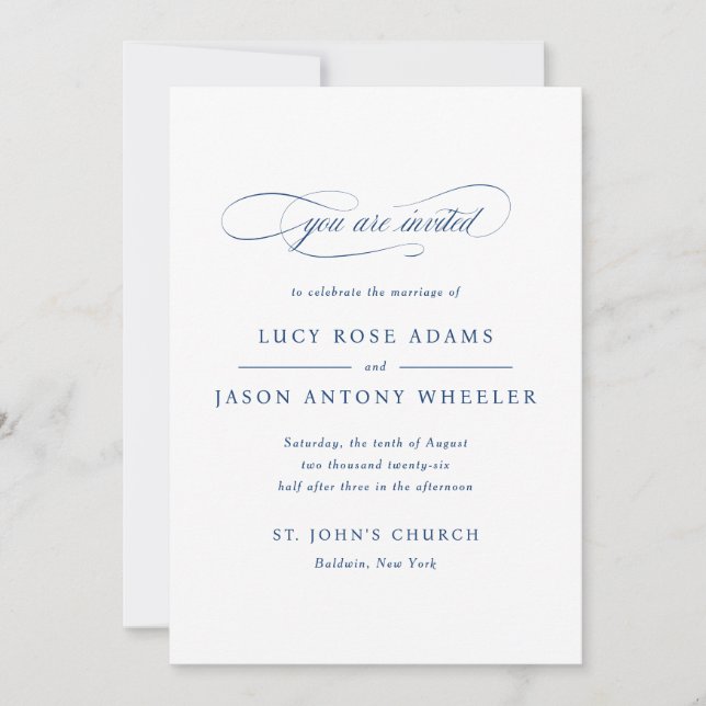 Classic Script Elegance Wedding Invitation (Front)