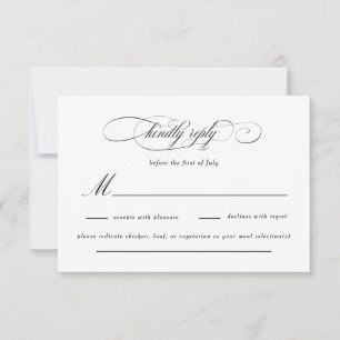 Classic Script Elegance Wedding RSVP Card