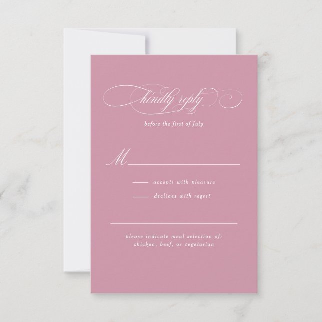 Classic Script Elegance Wedding RSVP Card (Front)