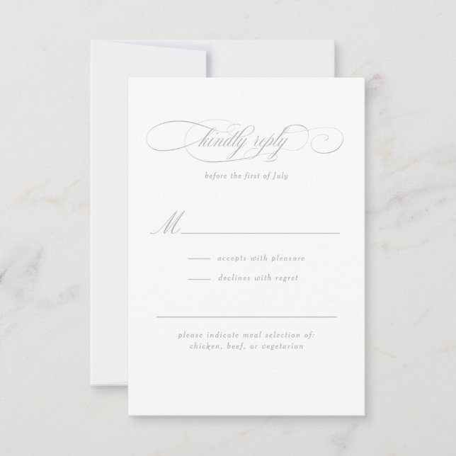 Classic Script Elegance Wedding RSVP Card (Front)