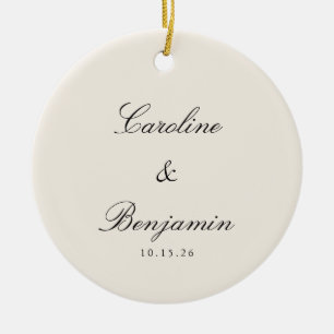 Classic Script Elegant Ivory Wedding Custom  Ceramic Ornament