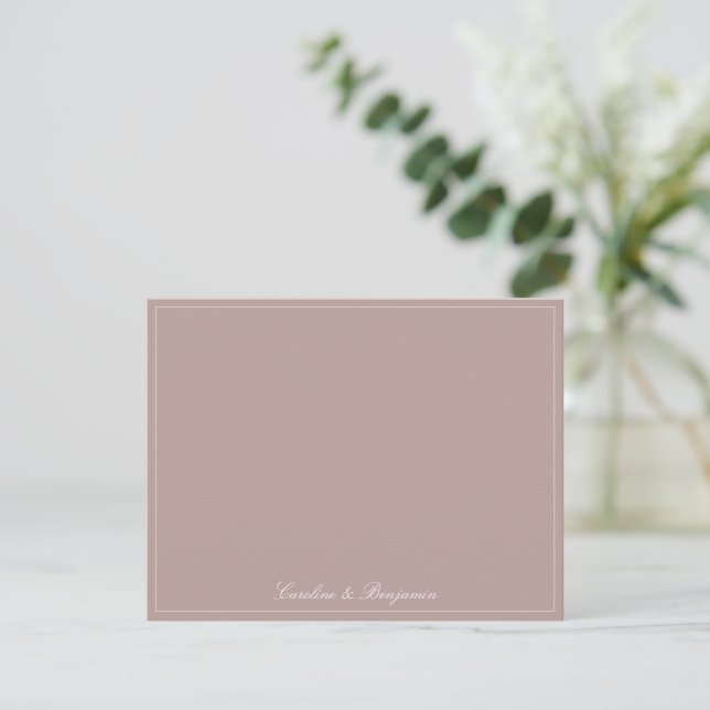 Classic Script Elegant Wedding Custom Name Mauve Thank You Card (Standing Front)
