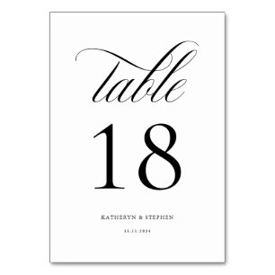 Classic Script Elegant Wedding Table Number 18