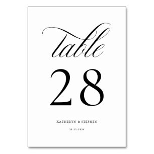 Classic Script Elegant Wedding Table Number 28
