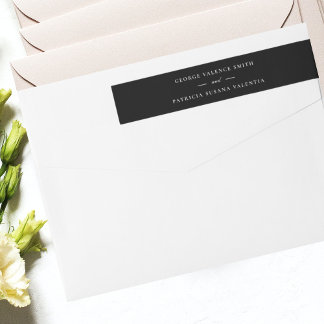 Classic Script Elegant White Black Wedding Wrap Around Label